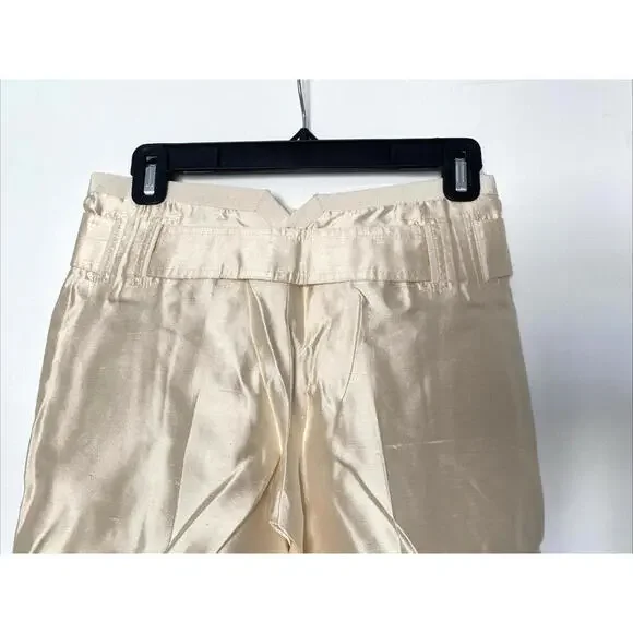 Vintage Roberto US-2 Cavalli Cream Silk Rhinestone Brooch Belt Pants IT-38 Small - Picture 5 of 9